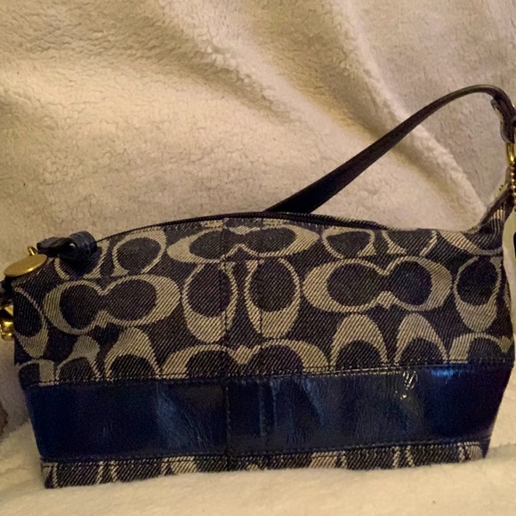 Canvas blue and silver Coach purse - Picture 1 of 4